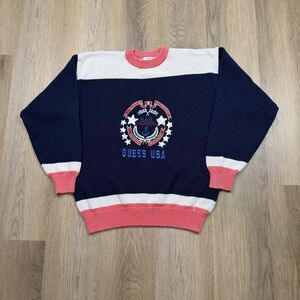 Vintage Guess By Georges Marciano Sweater Mens Medium Blue Sail California 90s